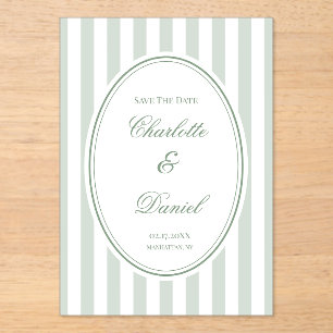 Invitations En Acrylique Bande personnalisée verte pour Sauvegarder la Date