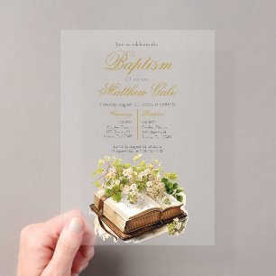 Invitations En Acrylique Baptême acrylique avec Bible