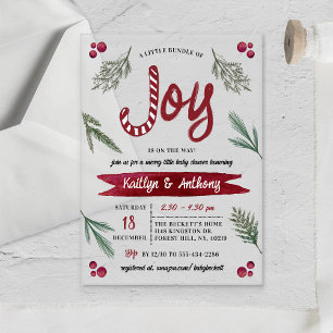 Invitations En Acrylique Baptême de bébé Bâton de Bonbon "Joie" Aquarelle M