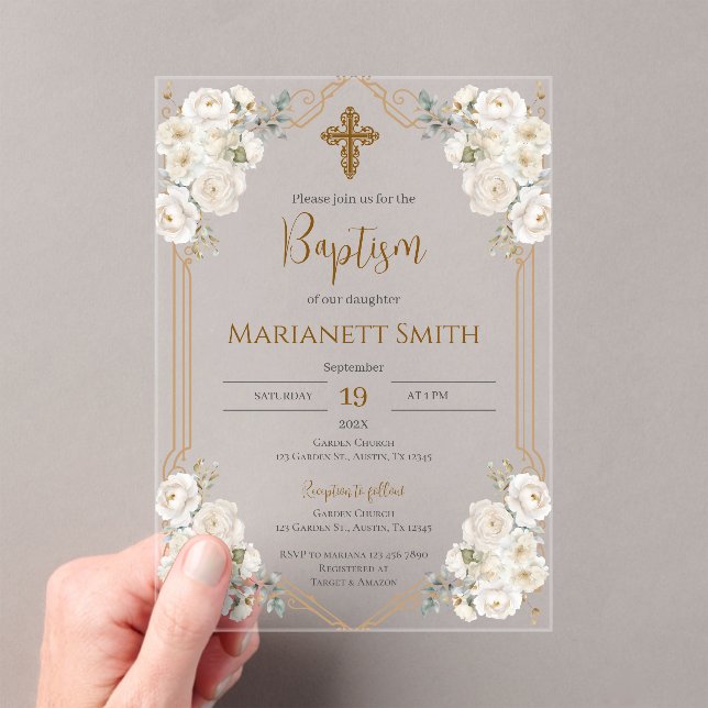 Invitations En Acrylique Baptême de Boho (In situ (ordinateur de poche))