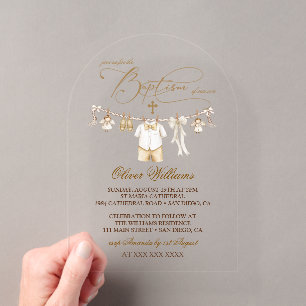 Invitations En Acrylique Baptême de garçon Christening