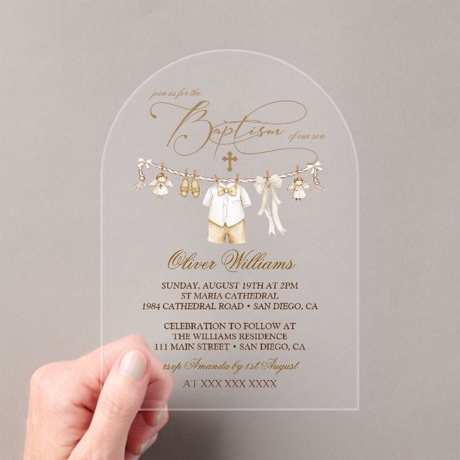 Invitations En Acrylique Baptême de garçon Christening (In situ (ordinateur de poche))