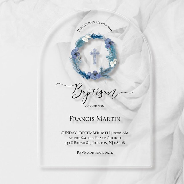 Invitations En Acrylique baptême d'hiver (Créateur téléchargé)