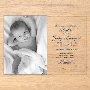 Invitations En Acrylique Baptême élégant Événement religieux photo personna