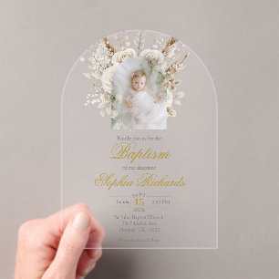 Invitations En Acrylique Baptême élégant pour garçon et fille