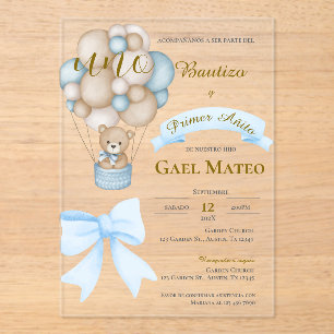 Invitations En Acrylique baptême et premier anniversaire Acrylique avec bal