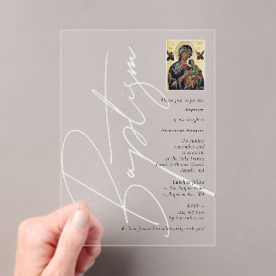 Invitations En Acrylique Baptême minimaliste baptême grecque orthodoxe