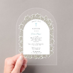Invitations En Acrylique Baptême Orthodoxe Grec Respiration de Bébé Garçon