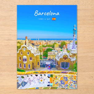 Invitations En Acrylique Barcelone, Espagne - Parc Guell Mosaïque Gaudi