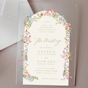 Invitations En Acrylique Beau mariage de printemps ARCH fleuri PREMIUM ÉPAI