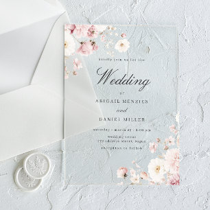 Invitations En Acrylique Beau Mariage floral doux