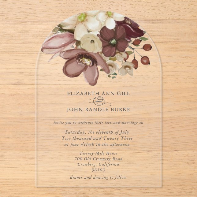 Invitations En Acrylique Beautiful boho rose & neutral wedding  (Recto)