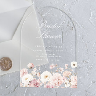 Invitations En Acrylique Beautiful Elegant Floral Bridal Shower