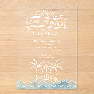 Invitations En Acrylique Bébé à bord d'Ocean Waves Baby shower neutre