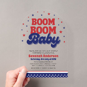 Invitations En Acrylique Bébé Boom Boom Fête de l'Indépendance de la Baby S