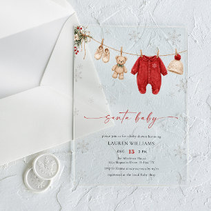 Invitations En Acrylique Bébé du Père Noël Fête de Noël d'hiver pour nouvea