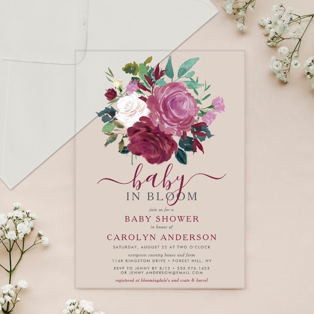 Invitations En Acrylique Bébé En Fleur Baby shower Floral (Créateur téléchargé)