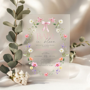 Invitations En Acrylique Bébé en fleur Fleur sauvage Baby shower de la bow 