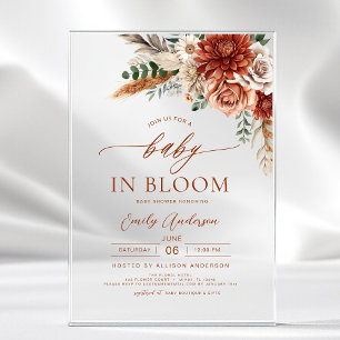 Invitations En Acrylique Bébé fleur sauvage en fleurs Baby shower d'automne