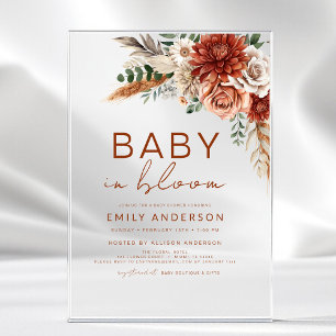 Invitations En Acrylique Bébé fleur sauvage en fleurs Baby shower d'automne