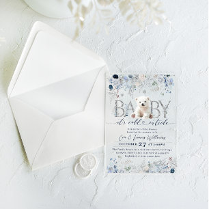 Invitations En Acrylique Bébé froid à l'extérieur Floral & Bear Baby Boy Sh