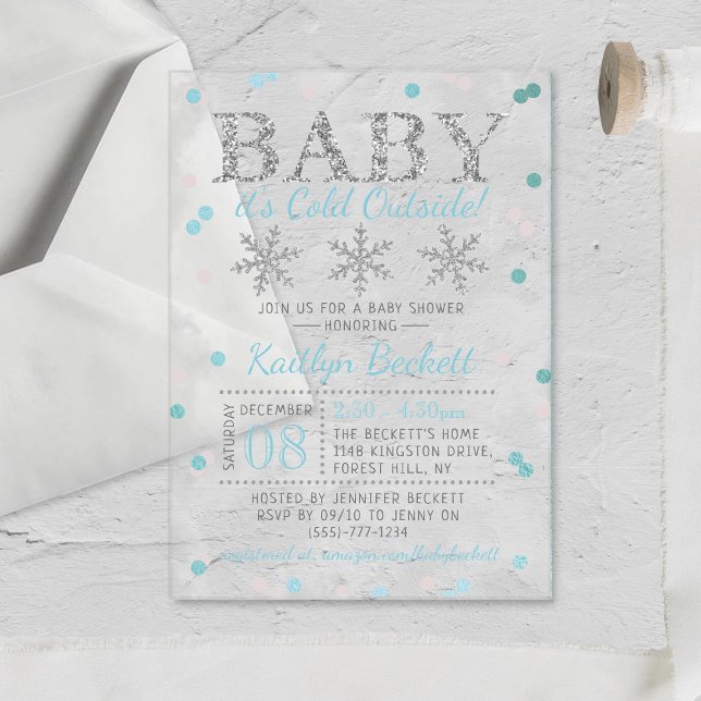 Invitations En Acrylique Bébé Il fait froid dehors garçons Baby shower d'hi (Créateur téléchargé)
