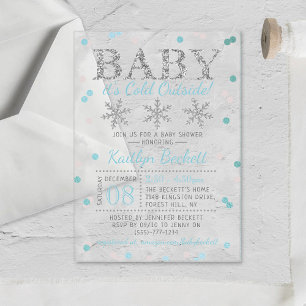 Invitations En Acrylique Bébé il fait froid dehors Garçons Fête prénatale d