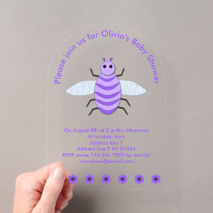 Invitations En Acrylique Bébé mou Bee Bee Genre Neutre Personnalisé