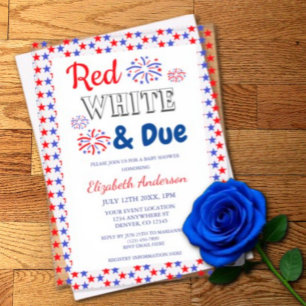 Invitations En Acrylique Bébé rouge, blanc et attendu pour la baby shower