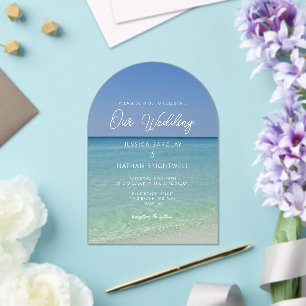 Invitations En Acrylique Belle photographie de plage Mariage de bord de mer