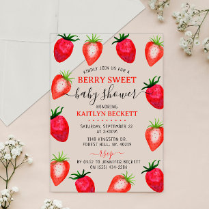 Invitations En Acrylique Berry fraise Baby shower sucré