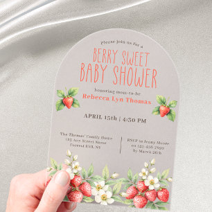 Invitations En Acrylique Berry Sweet Baby shower fraises