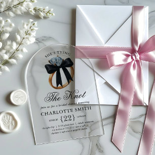 Invitations En Acrylique Black Bow fête de fiançailles de She's Tying the K