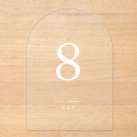 Blanc Simple Moderne Mariage Acrylique Numéros de