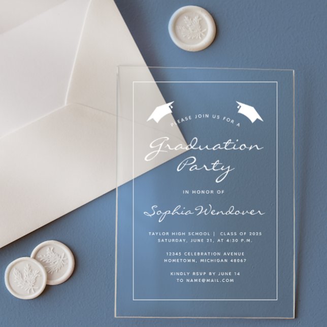 Invitations En Acrylique Blancs 2025 Casquette (Créateur téléchargé)