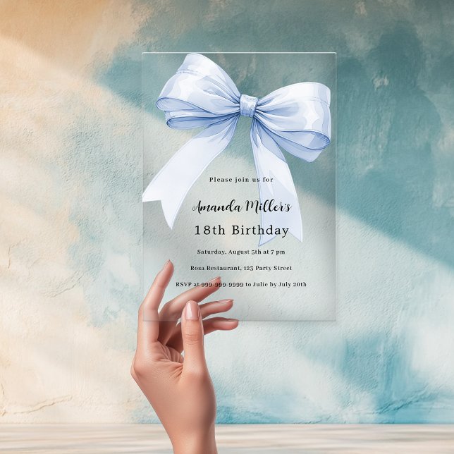 Invitations En Acrylique Bleu arc clair anniversaire (Créateur téléchargé)