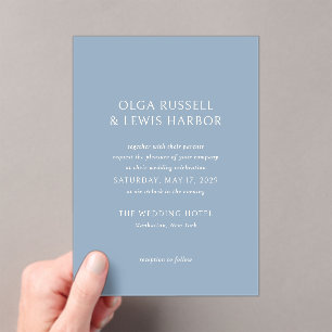 Invitations En Acrylique Bleu bleu clair simple Mariage moderne