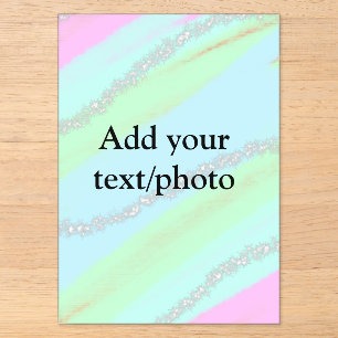 Invitations En Acrylique Bleu rose vert paillettes scintillement pastel ajo