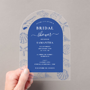 Invitations En Acrylique Blue Sea Shells Beach Summer Arch Fête des mariées