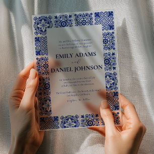 Invitations En Acrylique Blue Talvera Espagne Mexique Destination Mariage