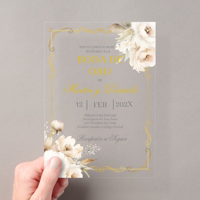 Invitations En Acrylique Boda de oro con flanca (In situ (ordinateur de poche))