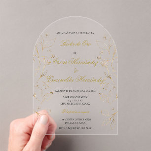 Invitations En Acrylique Boda de oro éditable