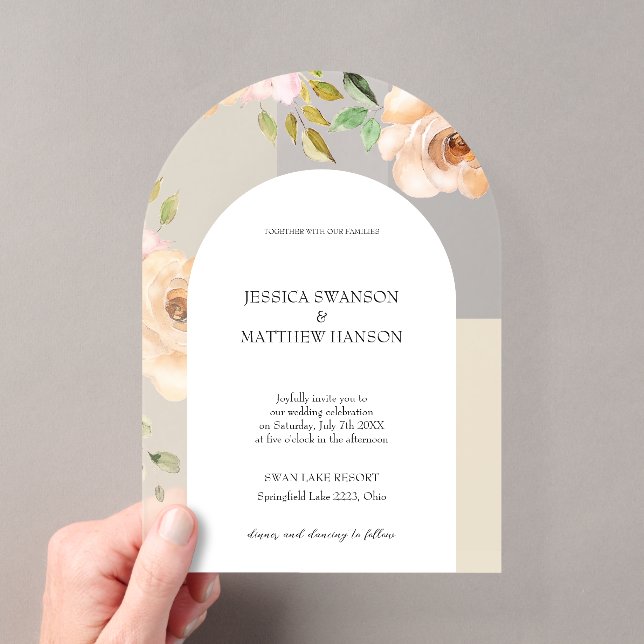 Invitations En Acrylique Bohême Blush Rose Aquarelle Mariage Floral (In situ (ordinateur de poche))