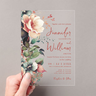 Invitations En Acrylique Boho Automne Automne Automne Floral Mariage Script