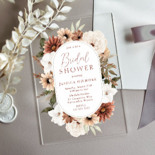 Invitations En Acrylique Boho Cadre Floral Acrylique Bridal Shower Invitati