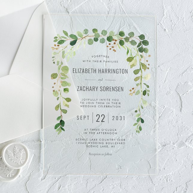 Invitations En Acrylique Boho Eucalyptus Arch Mariage (Créateur téléchargé)