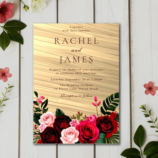 Invitations En Acrylique Boho Floral Bourgogne Mariage d'automne (Créateur téléchargé)