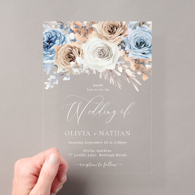 Invitations En Acrylique Boho Flowers Mariage (In situ (ordinateur de poche))