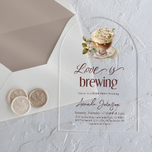 Invitations En Acrylique Boho Love brasse du café Fête des mariées florale