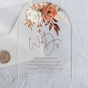 Invitations En Acrylique Boho Rustic Terracotta Florals Mariage